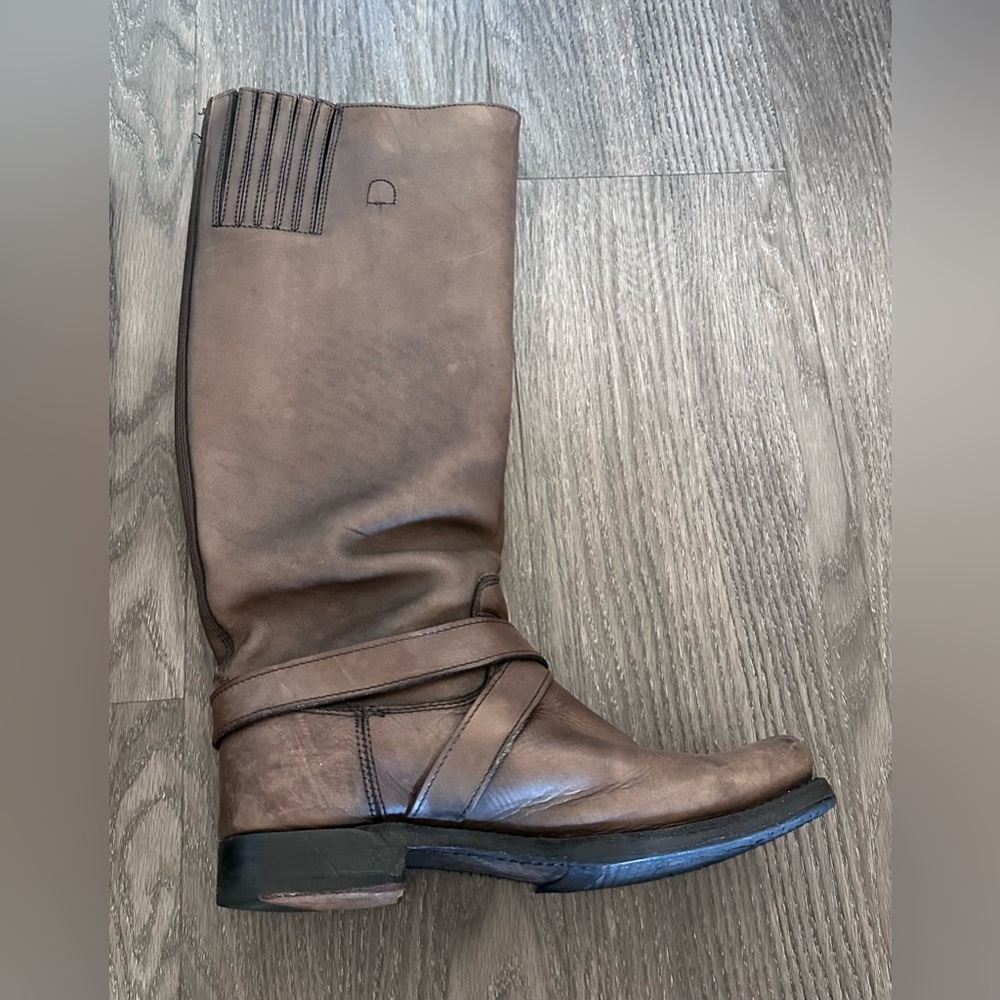 Frye Harness Tall Boots Brown Distressed Leather Women’s 8.5 - Picture 5 of 16